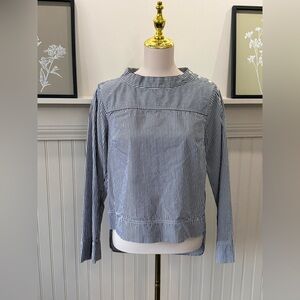 J. Crew Striped Button Detail Blouse Size 6 White/Black Cotton